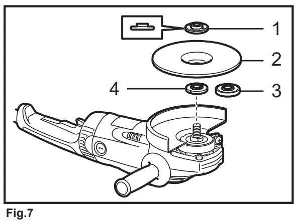 Installing or removing depressed center grinding wheel/Multi-disc (accessory)