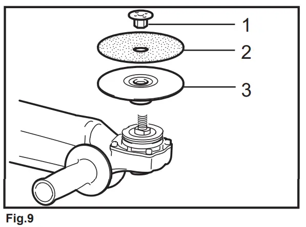 Installing or removing abrasive disc (optional accessory)