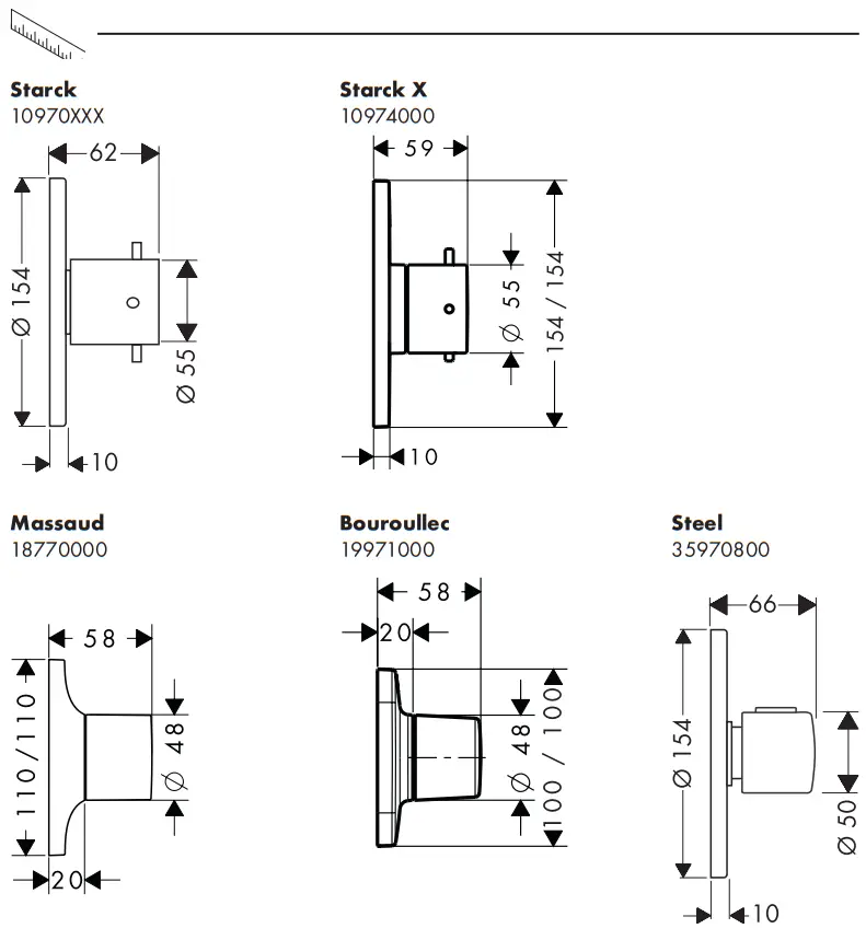 AXOR 10974000 Starck X Shut Off Valve Chrome - Assembly 2