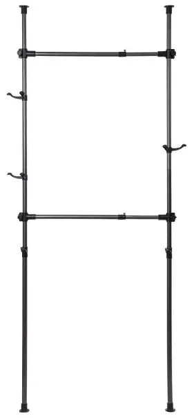 THE HOME DEPOT Grn-CYW1-2390 Black Steel 2 Tier Adjustable Clothes Rack