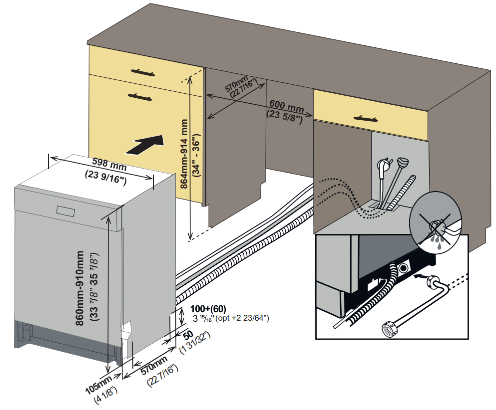 MAGIC CLEAN MCDW24WI Front Control Dishwasher - diswashar