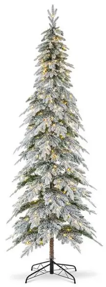 glitzhome-9-Foot-Pre-Lit-Flocked-Pencil-Spruce-Artificial-Christmas-Tree-product
