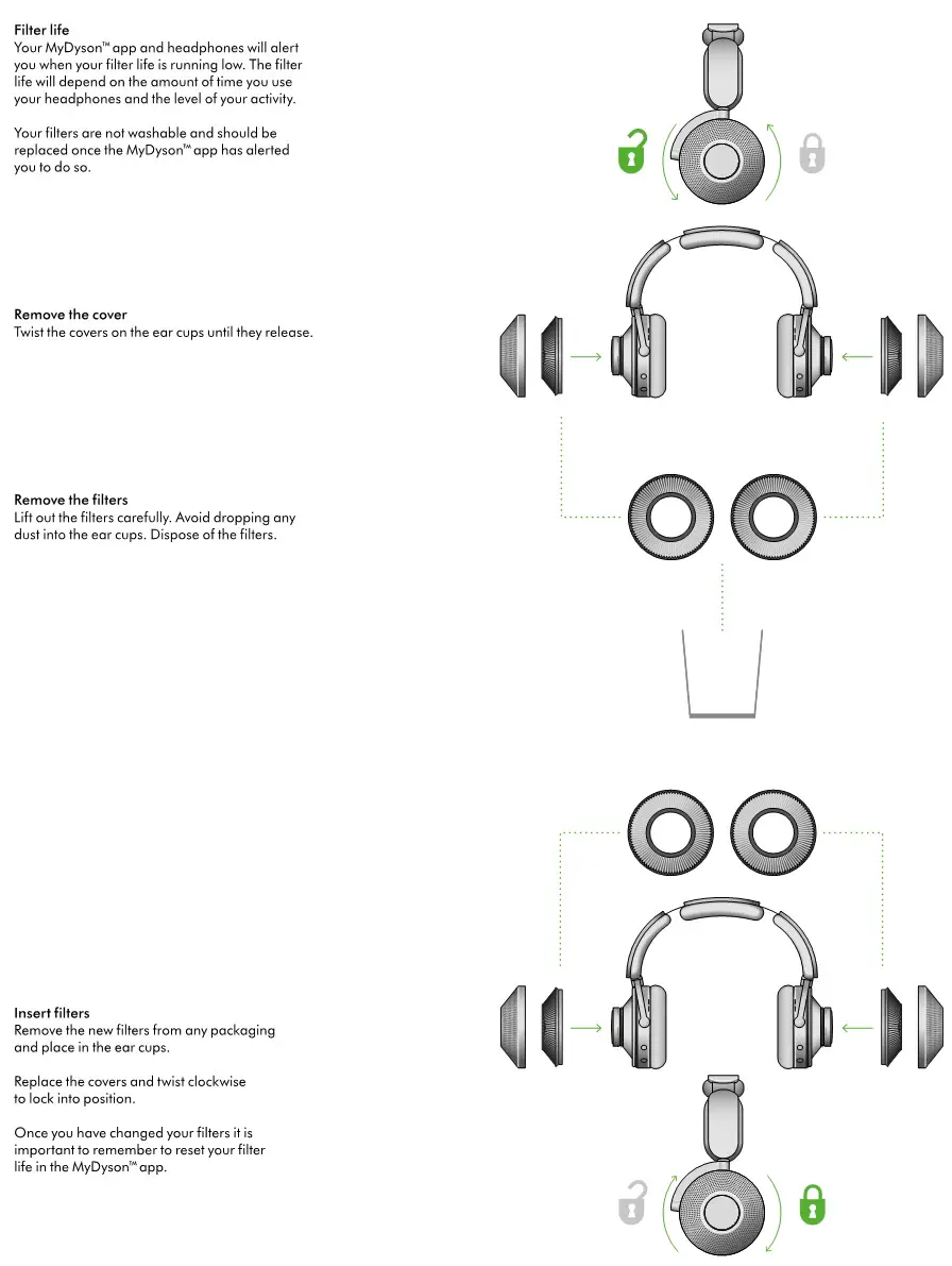 dyson zone JN.00000 Headphones with Air Purification - Changing your filters