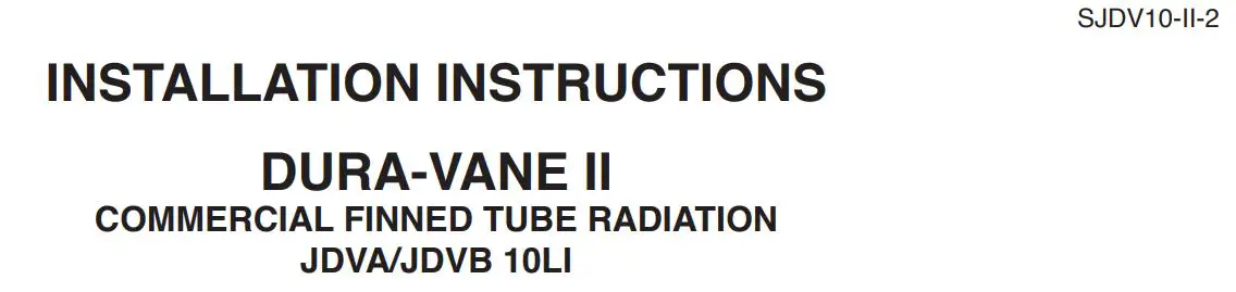 STERLING JDVB 10LI Commercial Finned Tube Radiation Instruction Manual