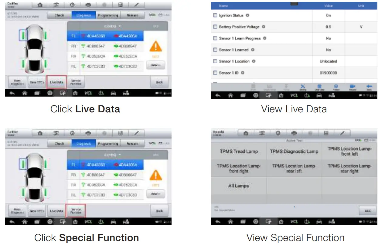 AUTEL MaxiTPMS TS608 Bidirectional Control Scan Tool - TPMS Status 1