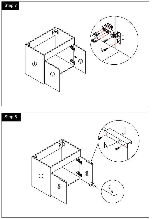 SAMA BTCYBV0305BBL Wall Mount Bath Vanity Cabinet with Top and Resin Basin - parts 5