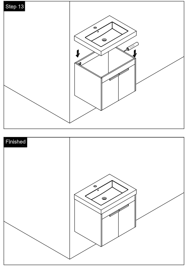 SAMA BTCYBV0305BBL Wall Mount Bath Vanity Cabinet with Top and Resin Basin - parts 8