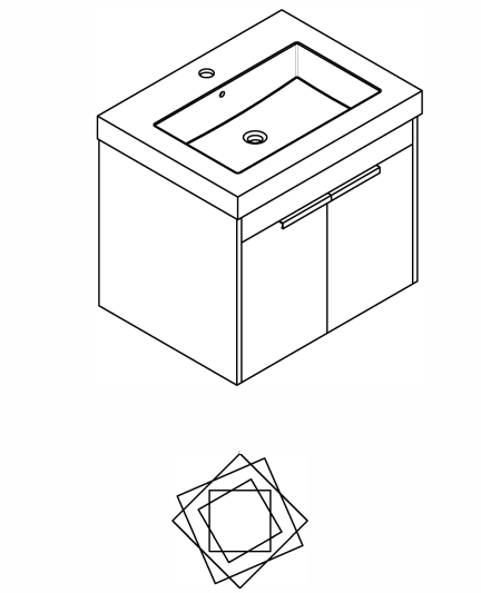 SAMA BTCYBV0305BBL Wall Mount Bath Vanity Cabinet with Top and Resin Basin