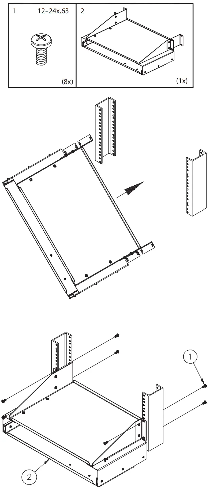 nVent HOFFMAN E19SKBM Open Frame Rack Keyboard Monitor Shelf - Figure