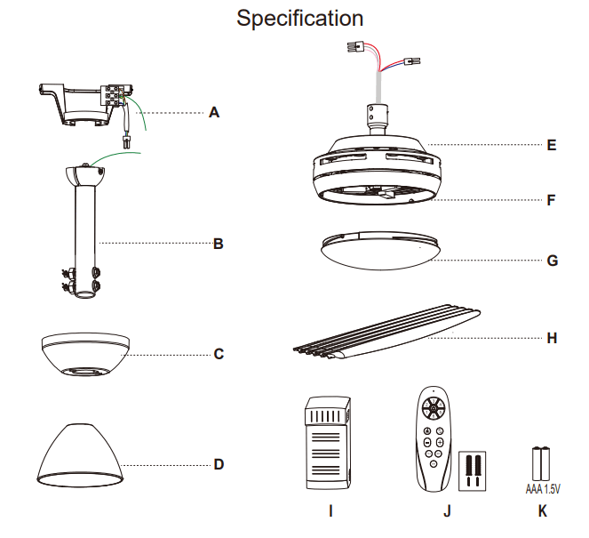 Nestfair CYW1103W 56 Inch Intergrated LED Indoor White Ceiling Fan - Tools3