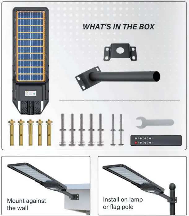 BNT 800W 2PACK Solar Street Light User Manual - What's in the box