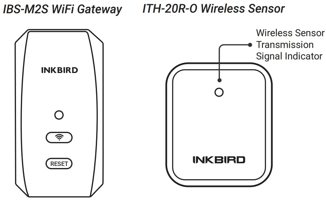 INKBIRD IBS-M2S Wireless Temperature Humidity Sensor with WiFi Gateway - Product Diagram