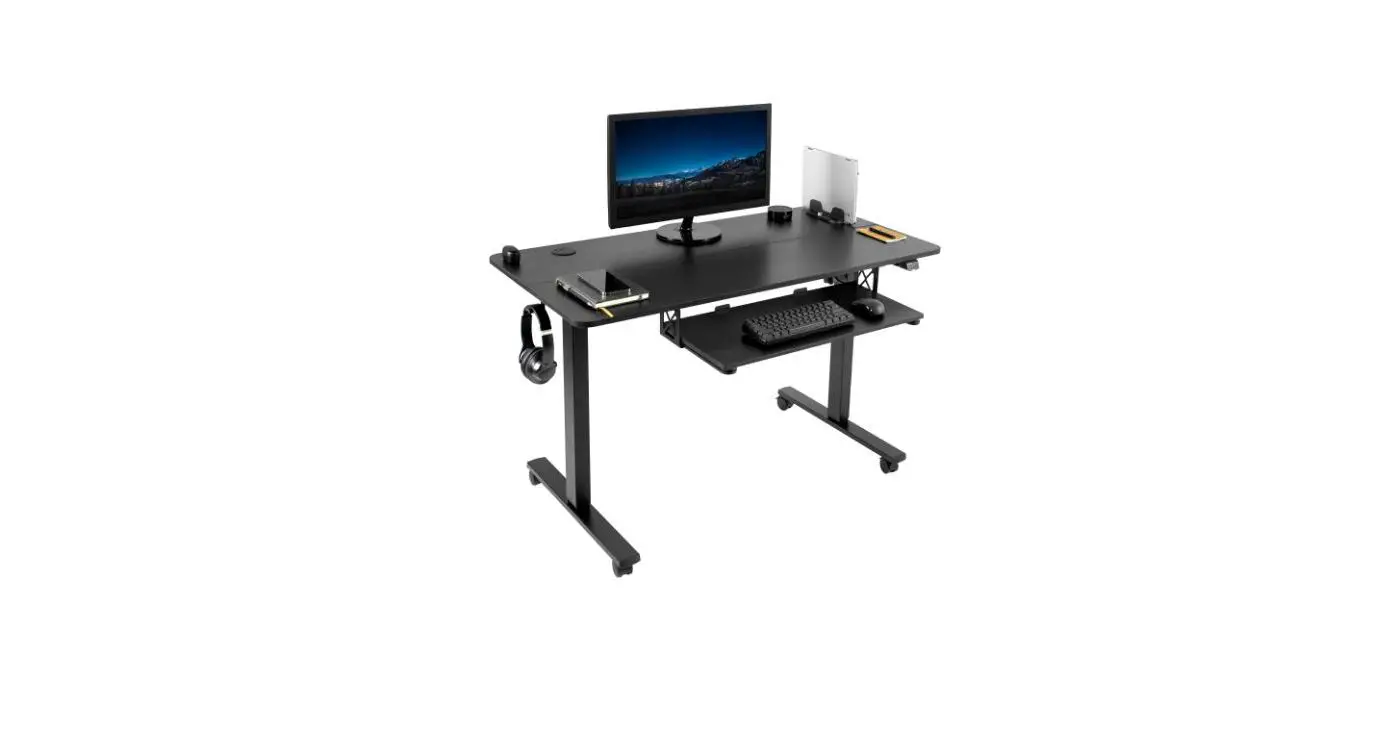 V I V O Desk-e-p48kb 48 Inch X 24 Inch Mobile Electric Desk With 2 Hooks And Keyboard Tray Instruction Manual