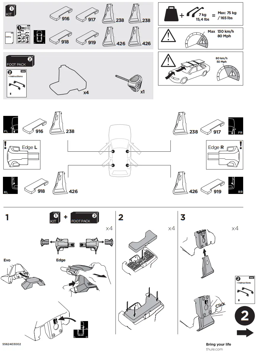 THULE 145272 Roof Rack Fit Kit