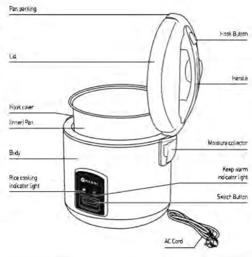 HENDI 240410 Rice Cooker with Steamer Cooking Function - fig