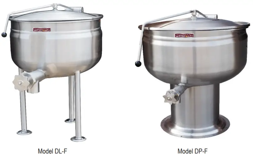 CROWN DL-20F Full Jacket Direct Steam Stationary Kettles 1