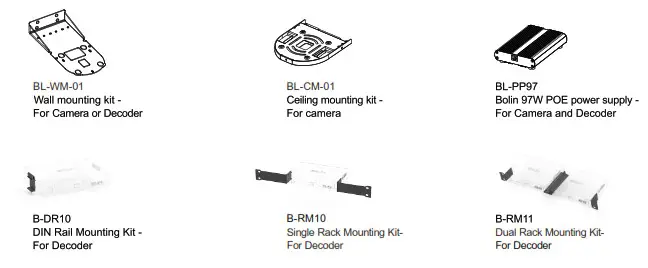 BOLIN TECHNOLOGY D412 Dante AV Ultra PTZ Camera and Decoder - Optional Accessories