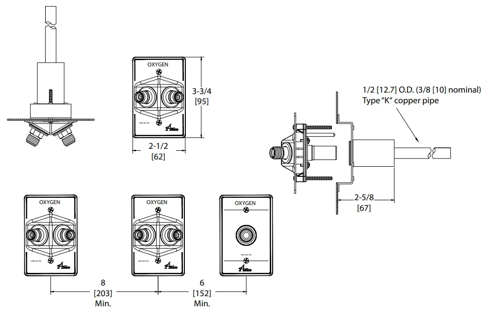Amico Dual Medical Gas Outlets - Dual Wall Outlet 3
