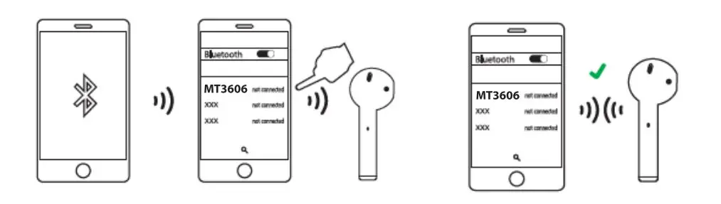 media-tech MT3606 In-Ear Wireless Gaming Headphones - Now turn on Bluetooth in your smartphone and search