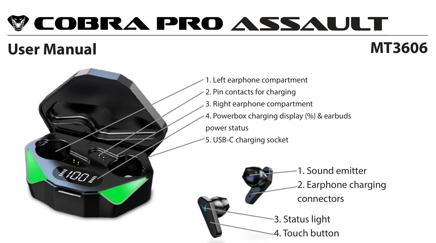 media-tech MT3606 In-Ear Wireless Gaming Headphones User Manual