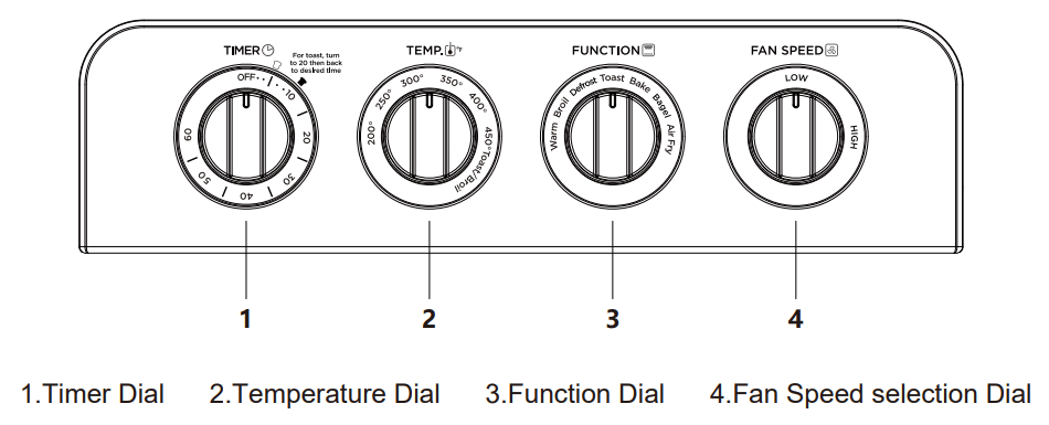 GeekChef GTO23PB Air Fryer Oven - Timer