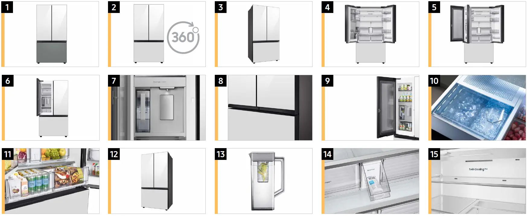 Samsung RF24BB6600AP Bespoke Counter Depth 3 Door French Door Refrigerator 4