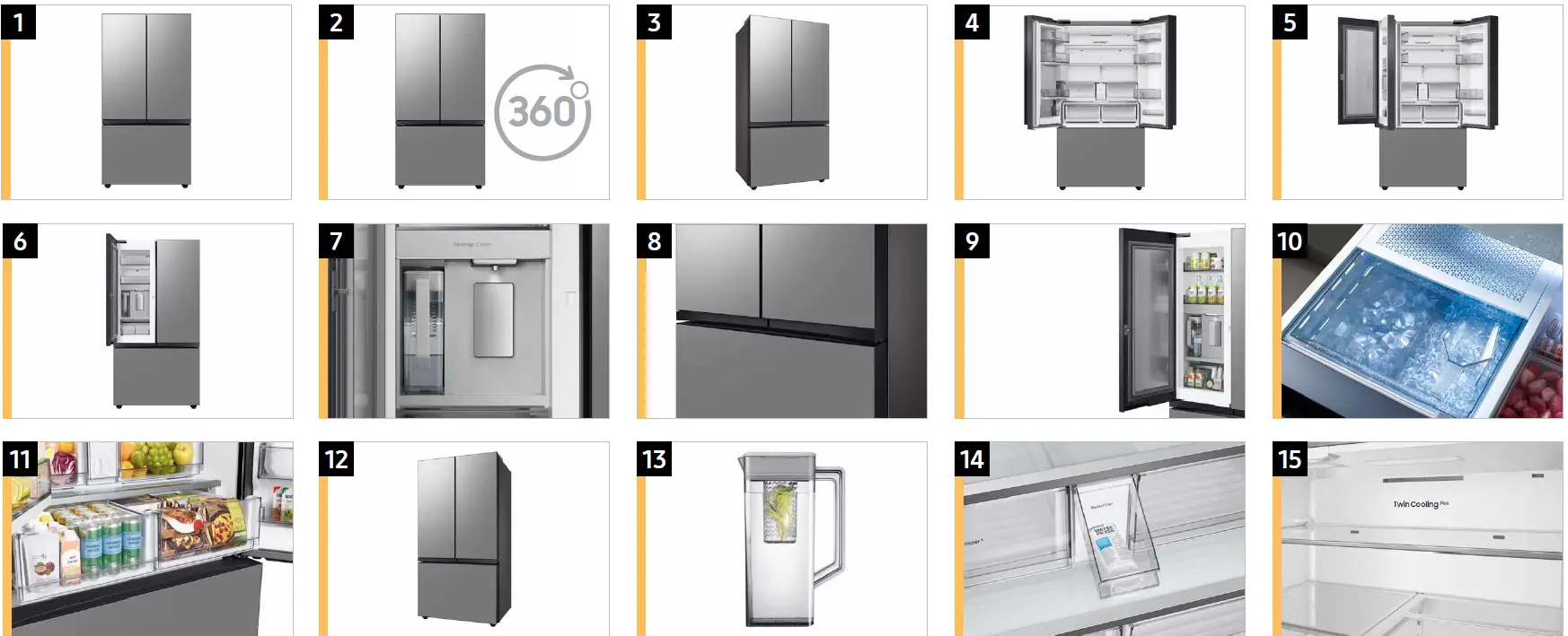 Samsung RF24BB6600AP Bespoke Counter Depth 3 Door French Door Refrigerator 5