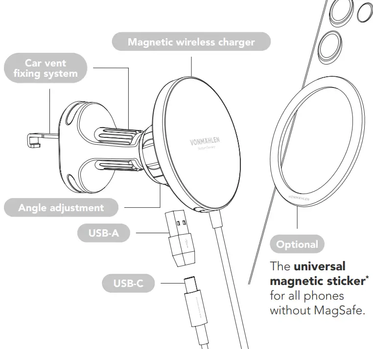 Vonm hlen Aura Car Magnetic Charge Pad - Product Overview