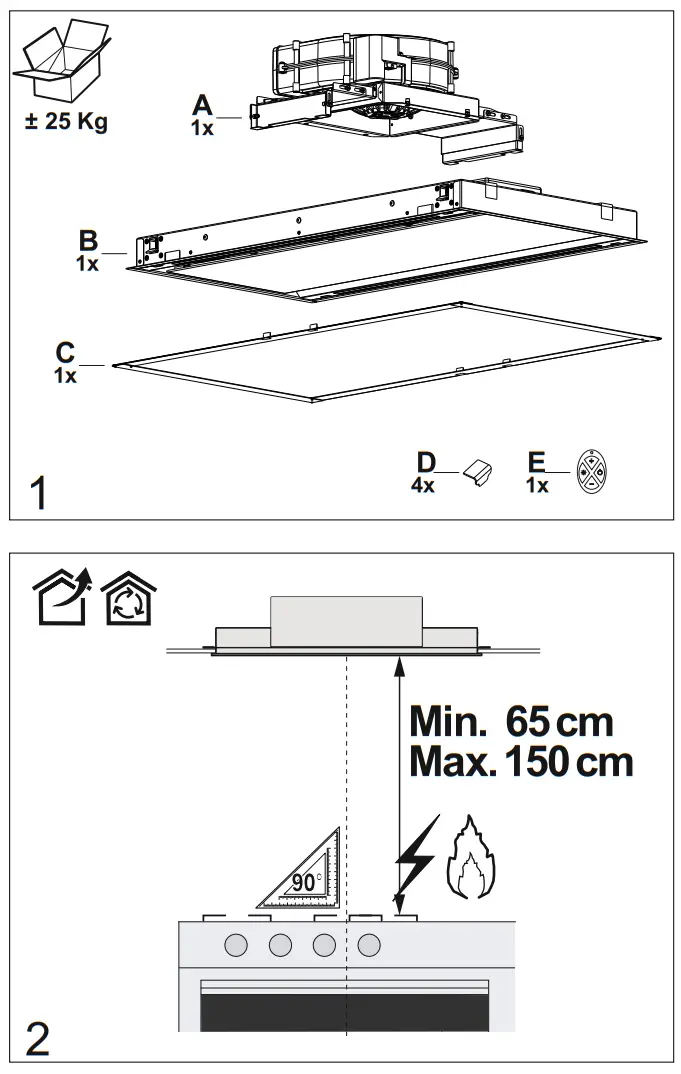 smeg KLT9L4X Ceiling Extractor Ceiling Extractor - Parts 1