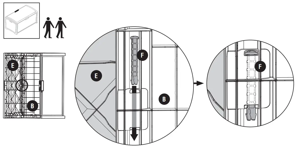 Suncast DBW9936 Rattan Deck Box - assembly 5