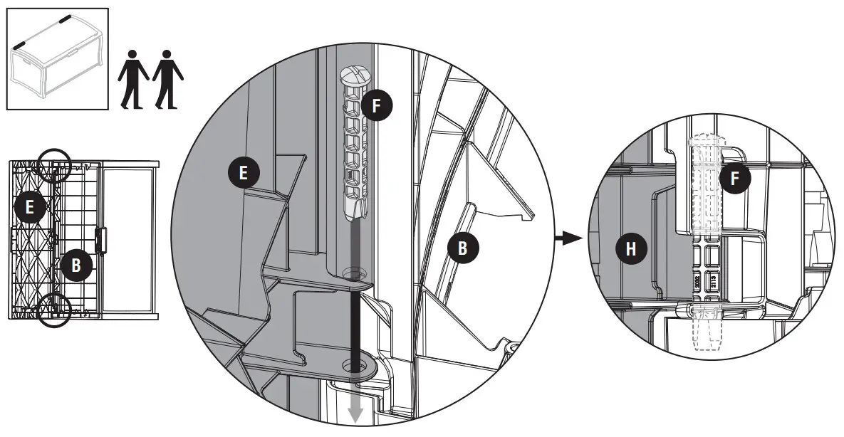 Suncast DBW9936 Rattan Deck Box - assembly 6