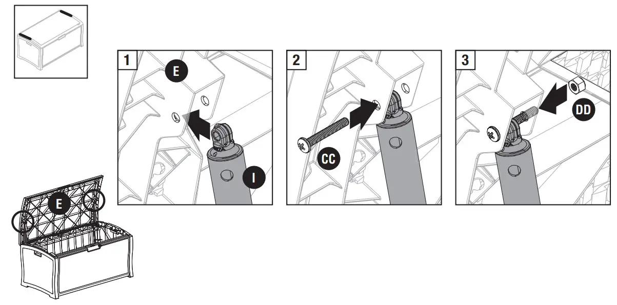 Suncast DBW9936 Rattan Deck Box - assembly 7