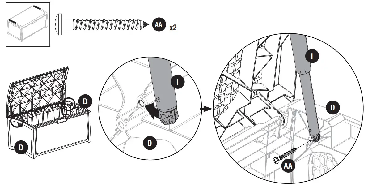 Suncast DBW9936 Rattan Deck Box - assembly 8