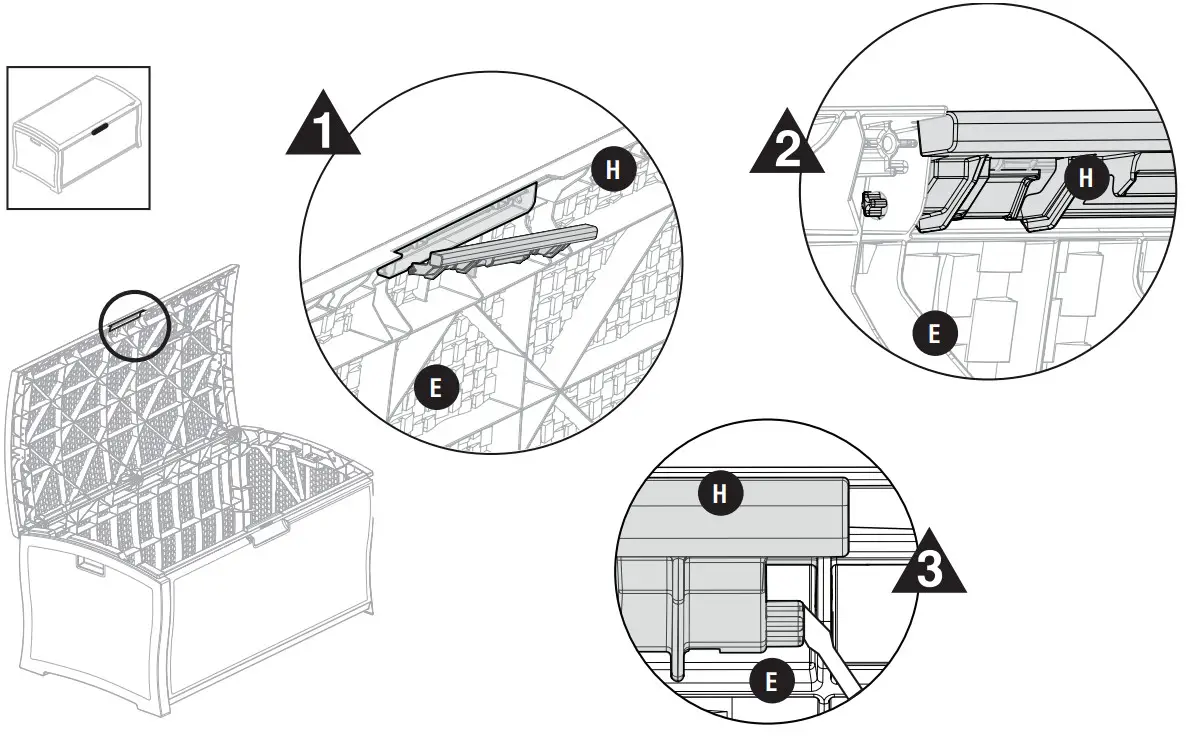 Suncast DBW9936 Rattan Deck Box - assembly 9