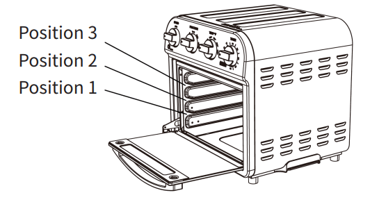 ROOMTEC GTO10A Stainless Steel Air Fryer with Rotisserie - Positions