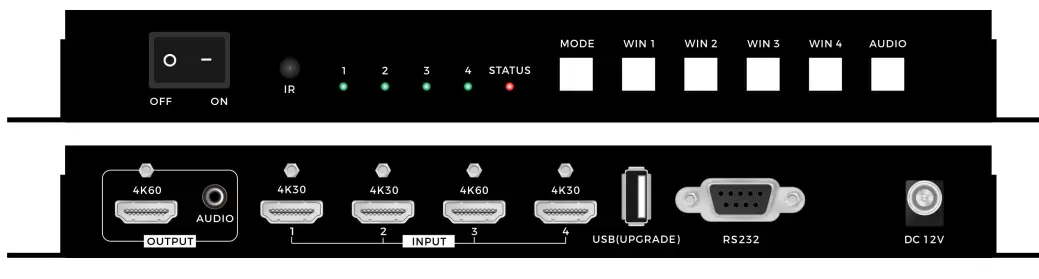 HDTV SUPPLY HDTVVPX4014K WolfPack 4K 60 Hz 4x1 Multiview Switcher with 8-Modes - Fig