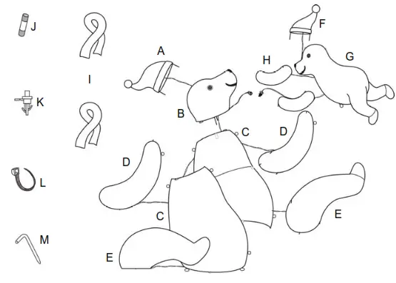 HOME ACCENTS 22RT0752214 42 In LED 125L CW Polar Bear Family Set - Parts