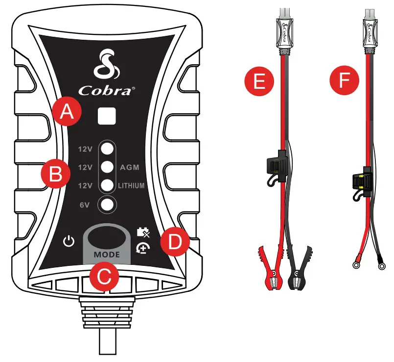 Cobra 3663101 2A Battery Charger - Features