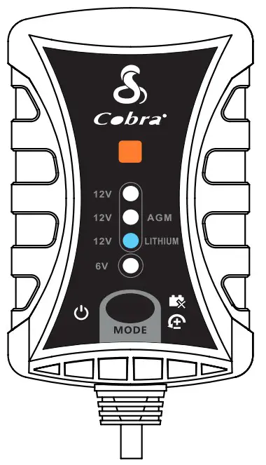 Cobra 3663101 2A Battery Charger - LED status light