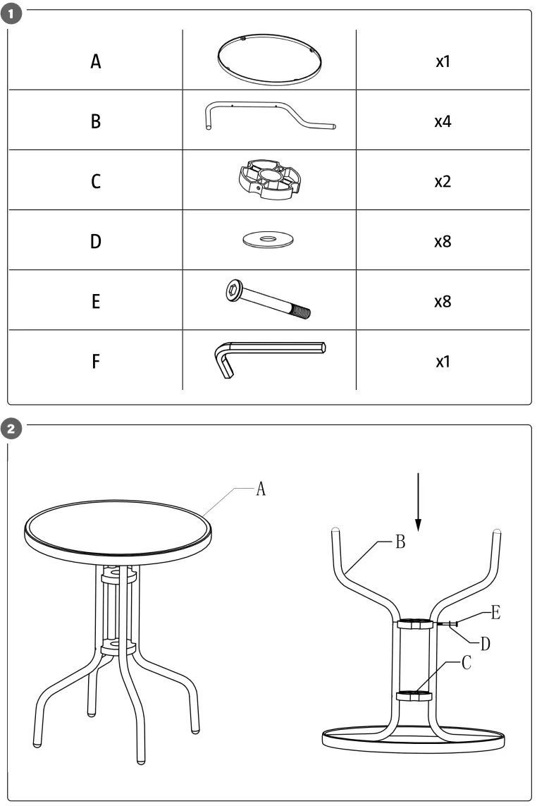 EKVIP Jula Bistro Table - parts