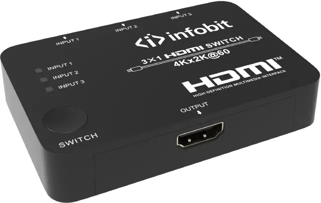 infobit iSwitch S301 18Gbps 3 by 1 HDMI Switcher product