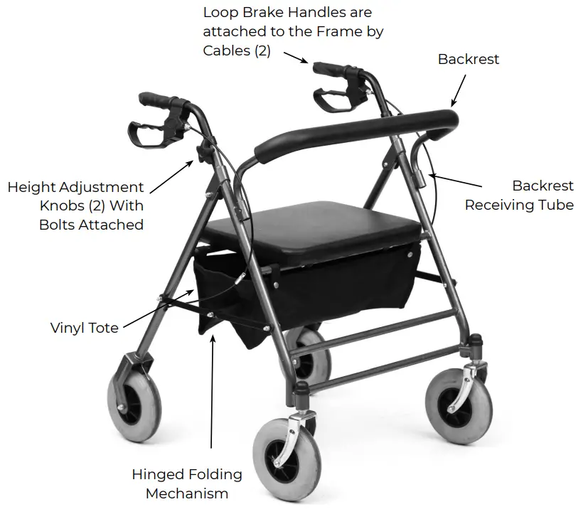CareCo WA01084 Heavy Duty Rollator - Fig