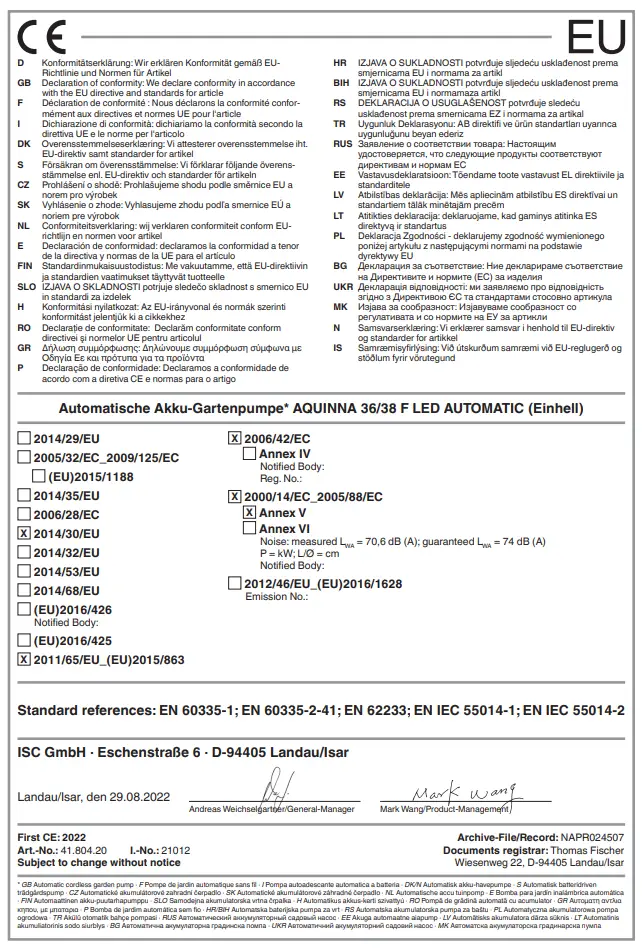 Declaration of conformity