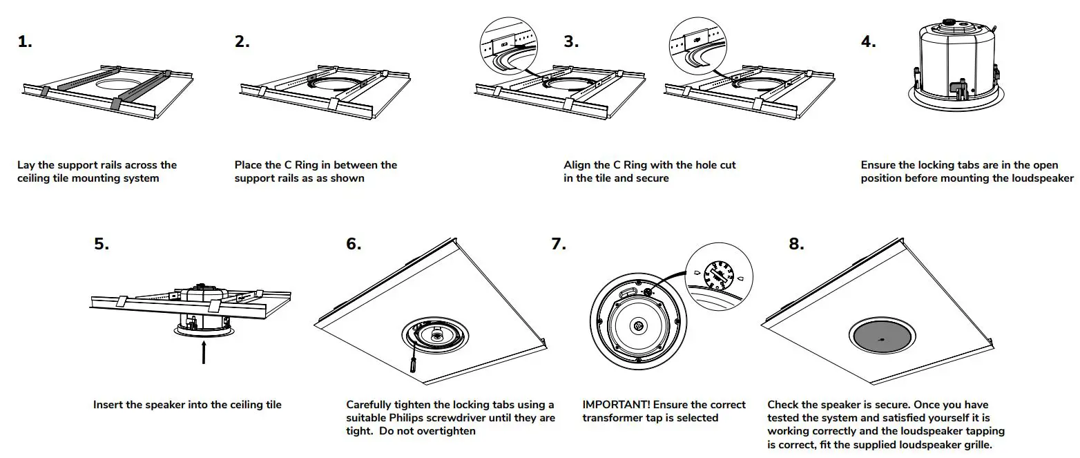 Optimal Audio Up 3 Ceiling Loudspeakers User Guide - Fitting Up ceiling loudspeakers
