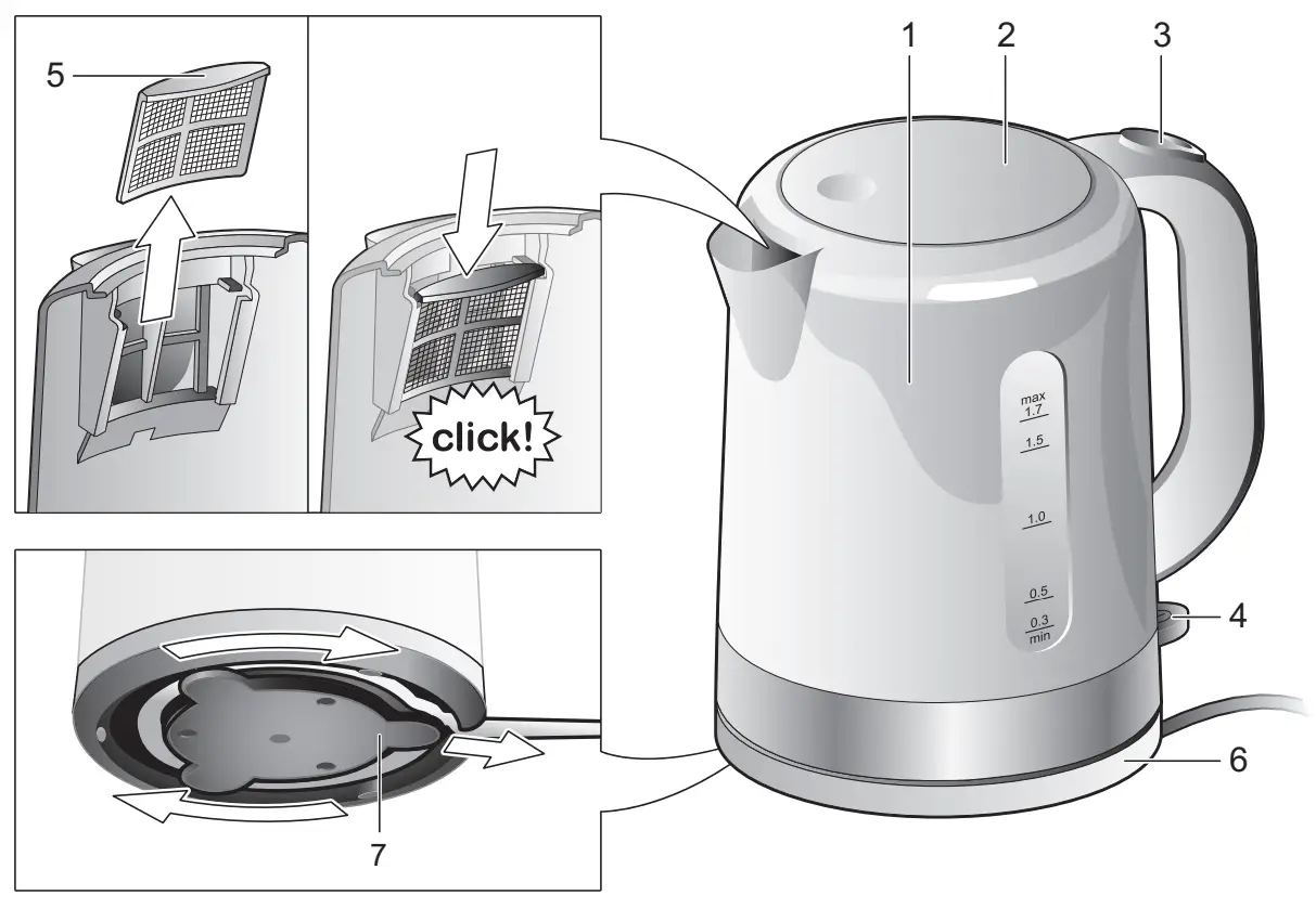 Parts and operating controls