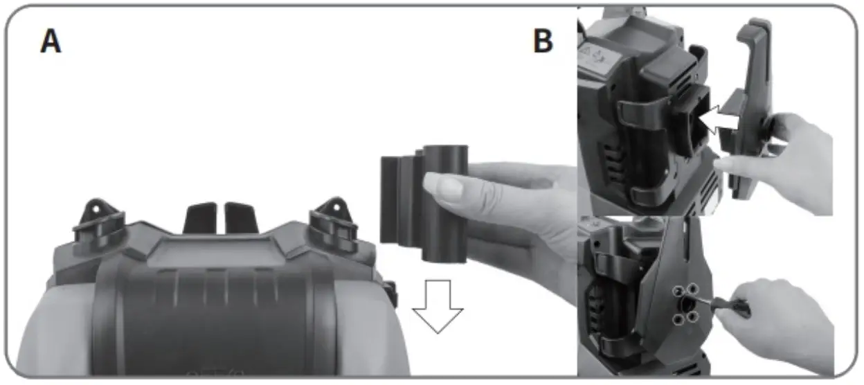 Screw the bracket in place at the designated points, as shown in the figure.