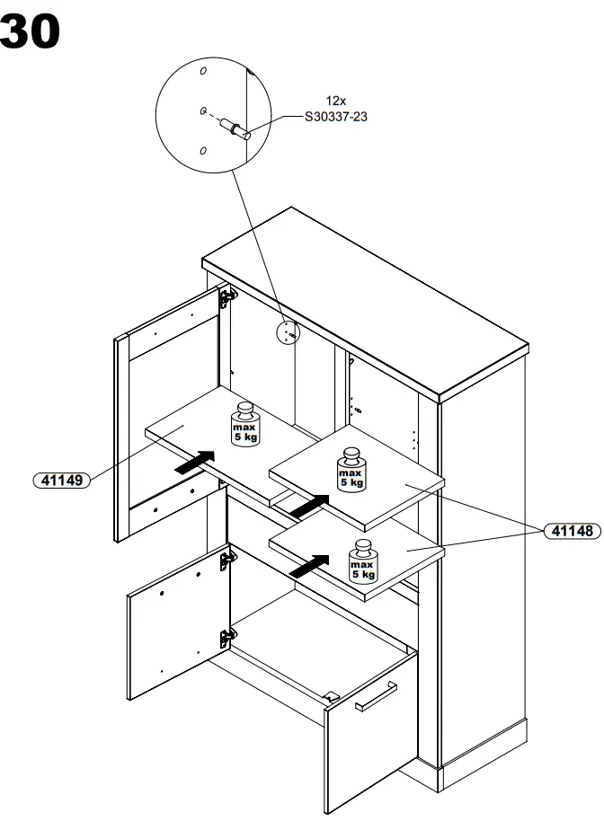 FORTE DURV521L-C818 DURO Highboard Display Cabinet with 2 Doors - fig 27