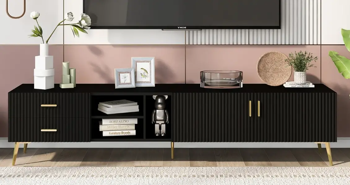 Modernluxe L-wf300600aak Modern Tv Stand With 5 Champagne Legs Instruction Manual