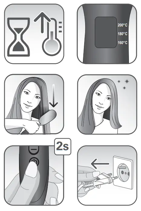 Rowenta CF5820 Curling Tong Straightening Brush - CURLING TONG 1