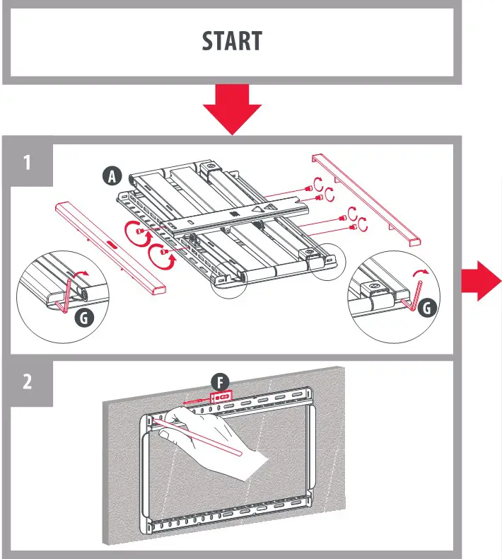ONE FOR ALL WM5661 Dynamic Full-Motion TV Wall Mount - Installation